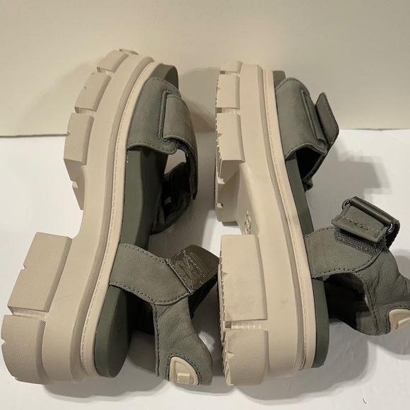 UGG ASHTON SUED GREEN LEATHER PLATFORM LOGO SANDALS, WOMEN US 9 EUR 40 - Picture 7 of 13